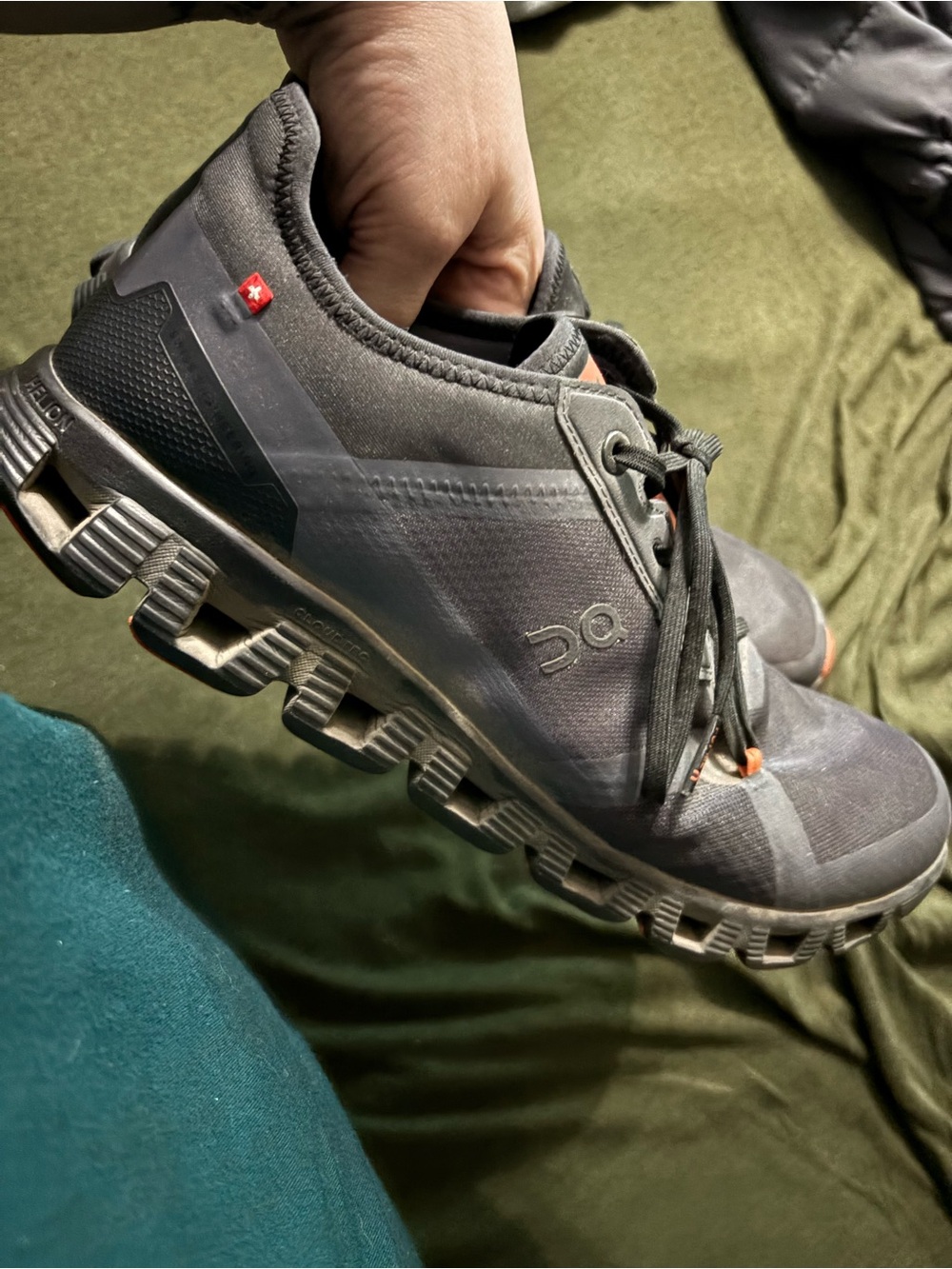 On Running Men’s Cloudventure Lightweight Trail Shoe - Gray with Orange Accents